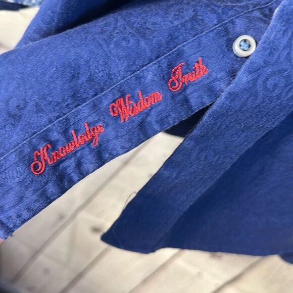 Robert Graham Men’s Navy Blue Paisley Long-Sleeve Button-Up Shirt XL Flip Cuff - Picture 4 of 12